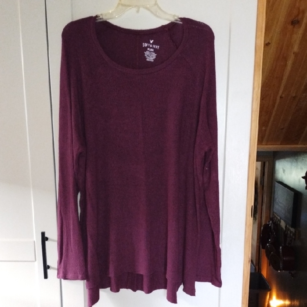 American Eagle Outfitters Plum Long Sleeve Scoop Neck Tunic